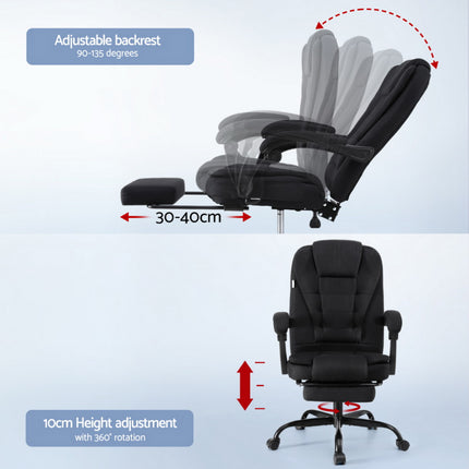 Artiss Office Chair Executive Fabric Seat Racing Computer Desk Chairs Footrest.