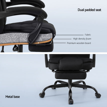 Artiss Office Chair Executive Fabric Seat Racing Computer Desk Chairs Footrest.