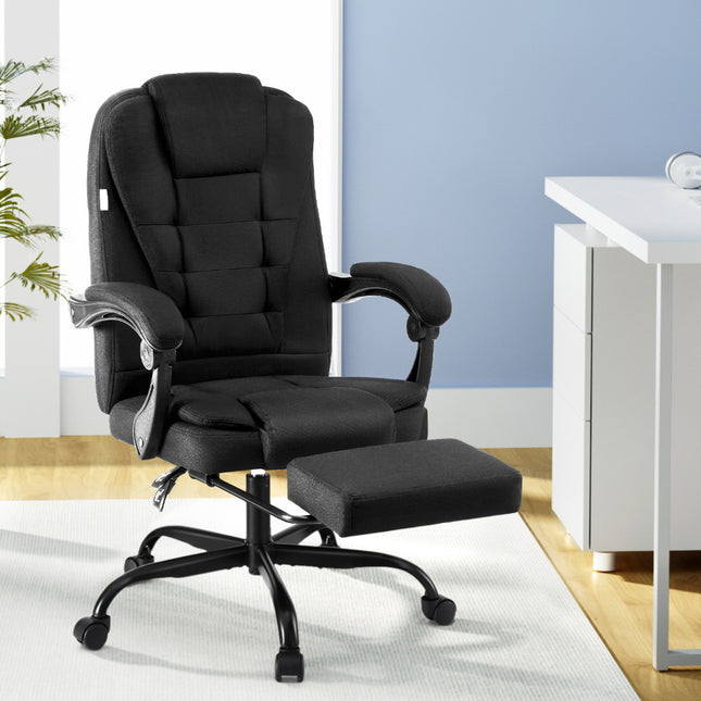 Artiss Office Chair Executive Fabric Seat Racing Computer Desk Chairs Footrest.