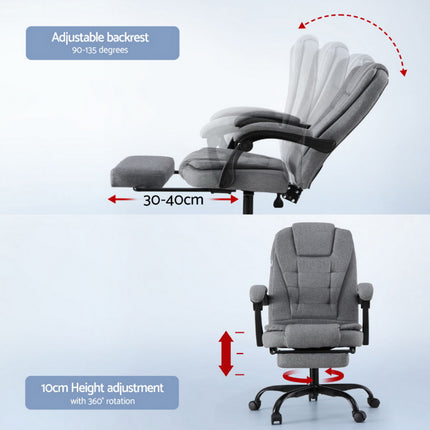 Artiss Office Chair Executive Fabric Seat Racing Computer Desk Chairs Footrest.