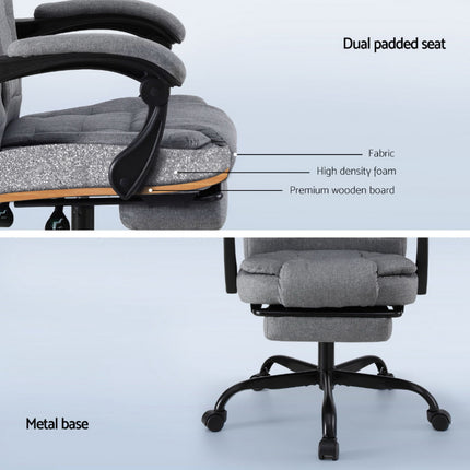 Artiss Office Chair Executive Fabric Seat Racing Computer Desk Chairs Footrest.