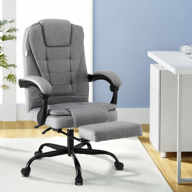 Artiss Office Chair Executive Fabric Seat Racing Computer Desk Chairs Footrest.