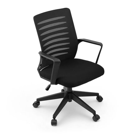 Artiss Ergonomic Office Chair Mesh Computer Desk Chairs with Lumbar Support, Height Adjustment Swivel Chair Mid Back for Home Office Study, Black.