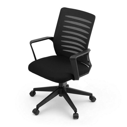Artiss Ergonomic Office Chair Mesh Computer Desk Chairs with Lumbar Support, Height Adjustment Swivel Chair Mid Back for Home Office Study, Black.