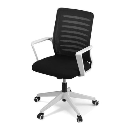 Artiss Ergonomic Office Chair Mesh Computer Desk Chairs with Lumbar Support, Height Adjustment Swivel Chair Mid Back for Home Office Study, Black and White.