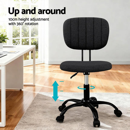 Artiss Ergonomic Office Chair Mesh Computer Desk Chairs with Lumbar Support, Height Adjustment Swivel Chair Mid Back for Home Office Study, Black and White.