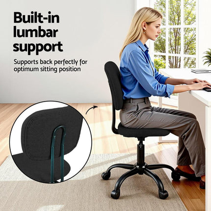 Artiss Ergonomic Office Chair Mesh Computer Desk Chairs with Lumbar Support, Height Adjustment Swivel Chair Mid Back for Home Office Study, Black and White.
