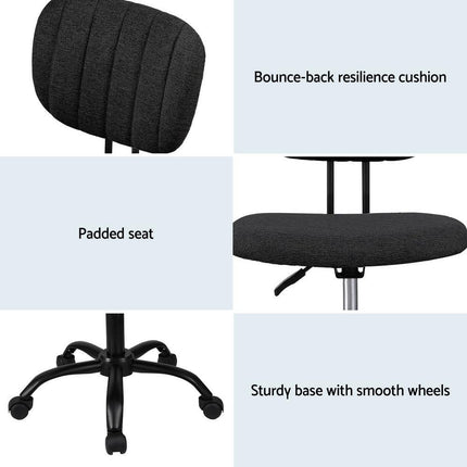 Artiss Ergonomic Office Chair Mesh Computer Desk Chairs with Lumbar Support, Height Adjustment Swivel Chair Mid Back for Home Office Study, Black and White.