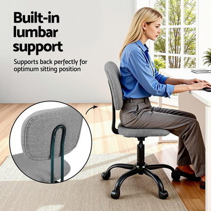 Artiss Ergonomic Office Chair Mesh Computer Desk Chairs with Lumbar Support, Height Adjustment Swivel Chair Mid Back for Home Office Study, Black and White.