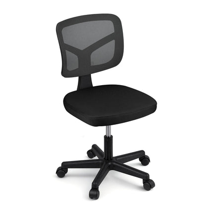 Artiss Armless Office Chair with Wheels, Ergonomic 360° Swivel Home Office Desk Chair, Height Adjustable Computer Task Chair with Fabric Back and Seat for Small Space, Black.