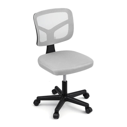 Artiss Armless Office Chair with Wheels, Ergonomic 360° Swivel Home Office Desk Chair, Height Adjustable Computer Task Chair with Fabric Back and Seat for Small Space, Grey.