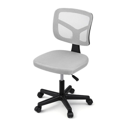 Artiss Armless Office Chair with Wheels, Ergonomic 360° Swivel Home Office Desk Chair, Height Adjustable Computer Task Chair with Fabric Back and Seat for Small Space, Grey.