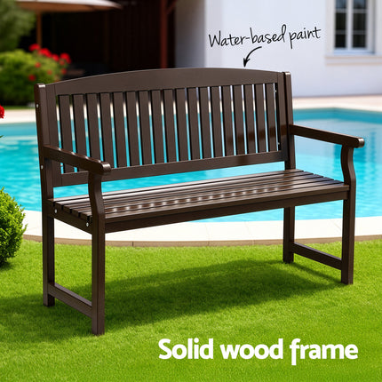 Gardeon Outdoor Garden Bench Wooden 2 Seater Lounge Chair Patio Furniture Brown.