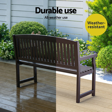 Gardeon Outdoor Garden Bench Wooden 2 Seater Lounge Chair Patio Furniture Brown.