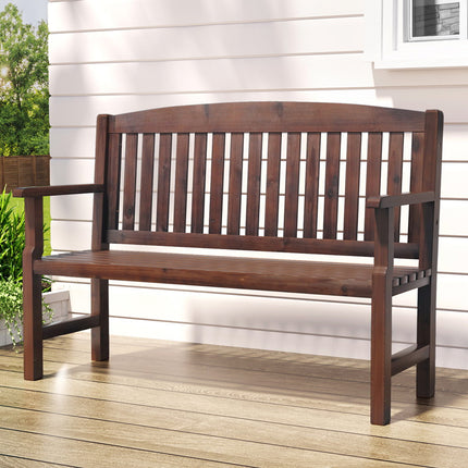 Gardeon Outdoor Garden Bench Wooden 2 Seater Lounge Chair Patio Furniture Brown.