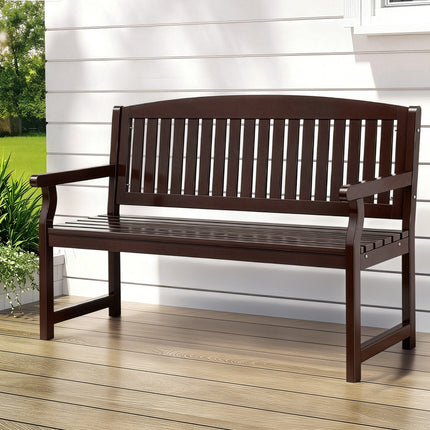 Gardeon Outdoor Garden Bench Wooden 2 Seater Lounge Chair Patio Furniture Brown.