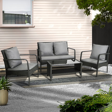 Gardeon Outdoor Sofa Set Lounge Setting Wicker Table and Chairs Garden Patio Furniture.