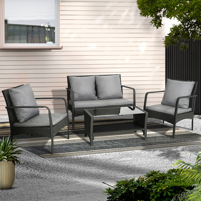 Gardeon Outdoor Sofa Set Lounge Setting Wicker Table and Chairs Garden Patio Furniture.