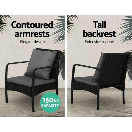 Gardeon Outdoor Sofa Set Lounge Setting Wicker Table and Chairs Garden Patio Furniture.