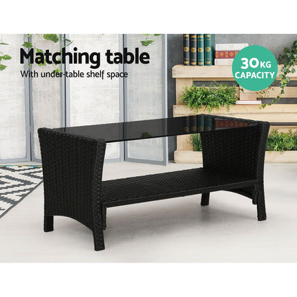 Gardeon Outdoor Sofa Set Lounge Setting Wicker Table and Chairs Garden Patio Furniture.