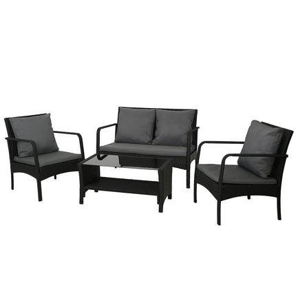 Gardeon Outdoor Sofa Set Lounge Setting Wicker Table and Chairs Garden Patio Furniture.