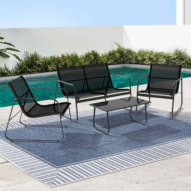 Gardeon Outdoor Sofa Set Lounge Setting Textilene Table and Chairs Garden Patio Furniture.