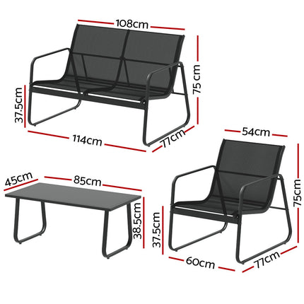 Gardeon Outdoor Sofa Set Lounge Setting Textilene Table and Chairs Garden Patio Furniture.