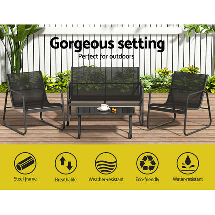 Gardeon Outdoor Sofa Set Lounge Setting Textilene Table and Chairs Garden Patio Furniture.