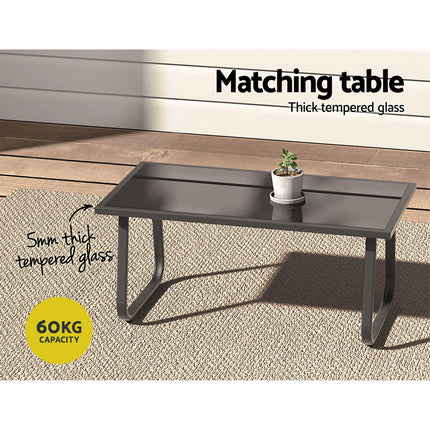 Gardeon Outdoor Sofa Set Lounge Setting Textilene Table and Chairs Garden Patio Furniture.