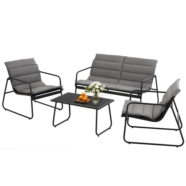 Gardeon 4PCS Outdoor Sofa Set Table and Chairs Cushion textilene Patio Furniture.