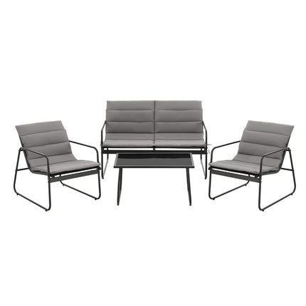 Gardeon 4PCS Outdoor Sofa Set Table and Chairs Cushion textilene Patio Furniture.