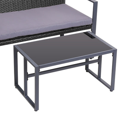 Gardeon 4 PCS Outdoor Sofa Set Rattan Furniture with Storage Cover Chairs Black.