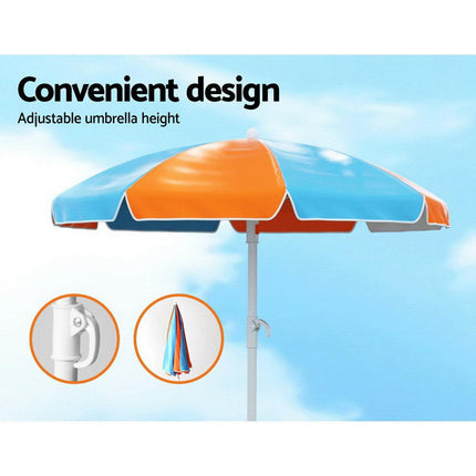 Keezi Kids Outdoor Table and Chairs Picnic Bench Umbrella Set Water Sand Pit Box.