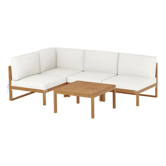 Gardeon 4-Seater Outdoor Sofa Set Wooden Lounge Setting 5PCS.