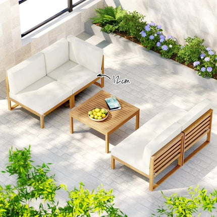 Gardeon 4-Seater Outdoor Sofa Set Wooden Lounge Setting 5PCS.