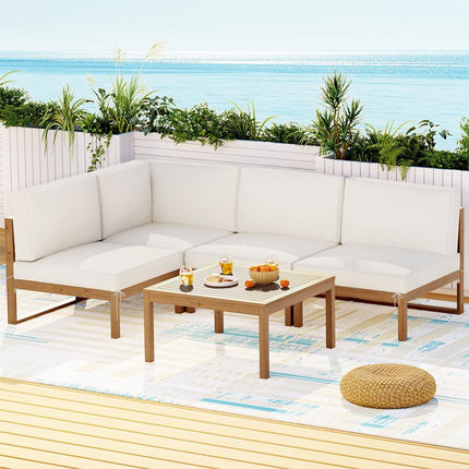 Gardeon 4-Seater Outdoor Sofa Set Wooden Lounge Setting 5PCS.