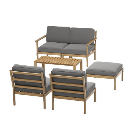 Gardeon 5-Seater Outdoor Sofa Set Wooden Lounge Setting 6PCS.