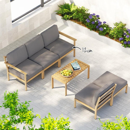 Gardeon 5-Seater Outdoor Sofa Set Wooden Lounge Setting 6PCS.