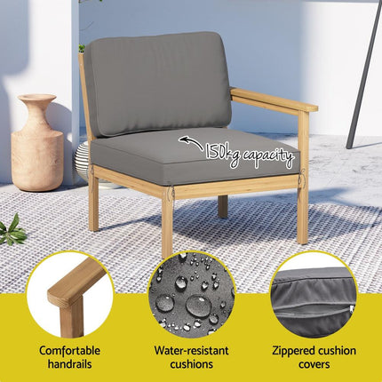 Gardeon 5-Seater Outdoor Sofa Set Wooden Lounge Setting 6PCS.