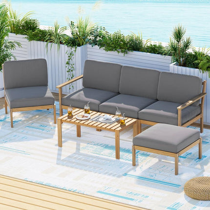 Gardeon 5-Seater Outdoor Sofa Set Wooden Lounge Setting 6PCS.