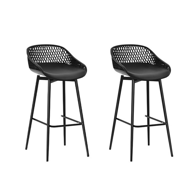 Gardeon 2x Outdoor Bar Stools Plastic Black.