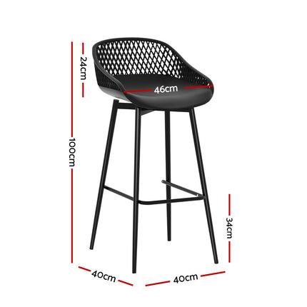 Gardeon 2x Outdoor Bar Stools Plastic Black.