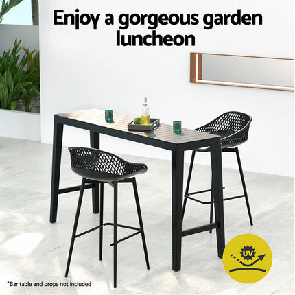 Gardeon 2x Outdoor Bar Stools Plastic Black.