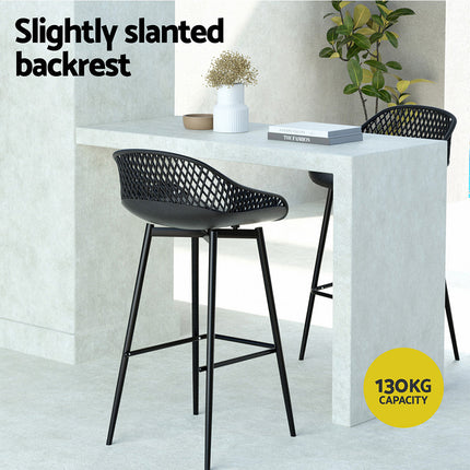 Gardeon 2x Outdoor Bar Stools Plastic Black.