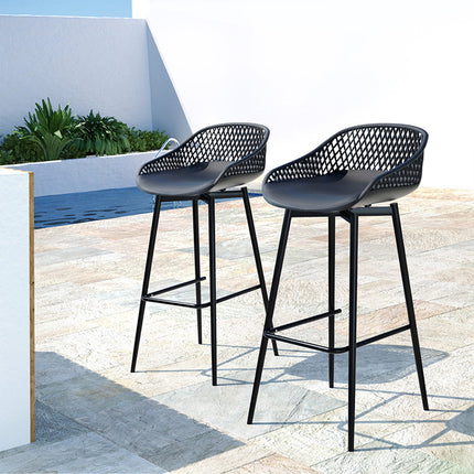 Gardeon 2x Outdoor Bar Stools Plastic Black.