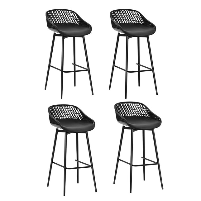 Gardeon 4x Outdoor Bar Stools Plastic Black.