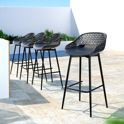 Gardeon 4x Outdoor Bar Stools Plastic Black.