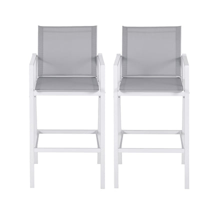 Gardeon 2PC Outdoor Bar Stools Dining Chairs Patio Furniture Garden Steel Textilene White.