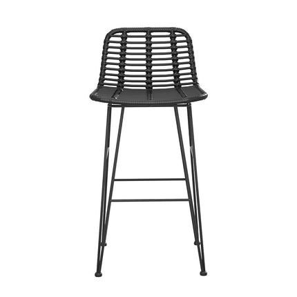 Gardeon 2x Outdoor Bar Stools Rattan Black.