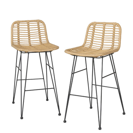 Gardeon 2x Outdoor Bar Stools Rattan Nature.